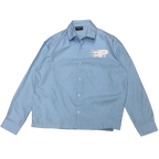 PVTLTD* Rush Hour Blue Shirt, men's blue gingham cotton shirt, front view