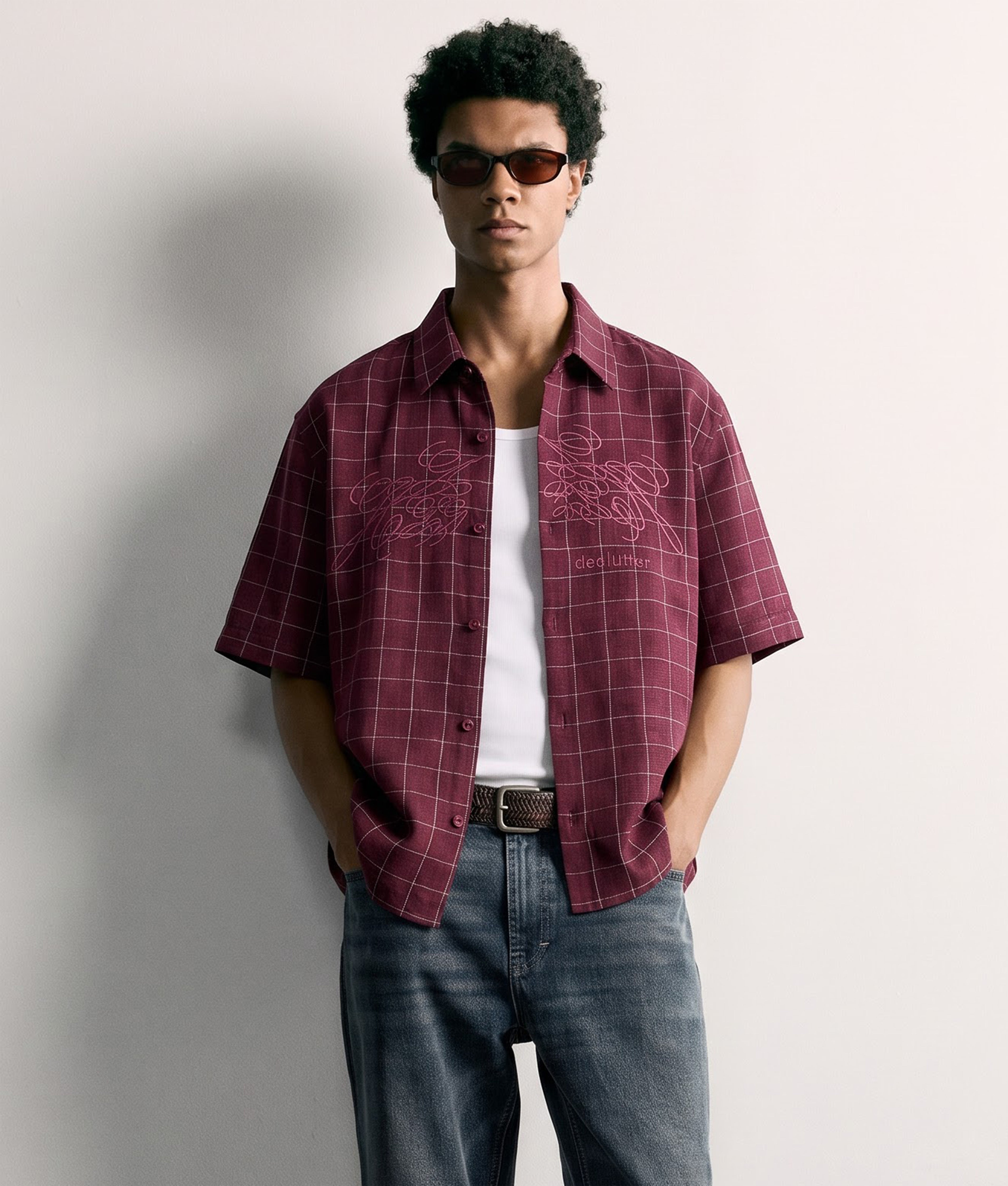 Maroon Half Sleeve Boxy Shirt