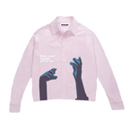 PVTLTD* Keep Your Hands Off Me Shirt in pink stripe, front view