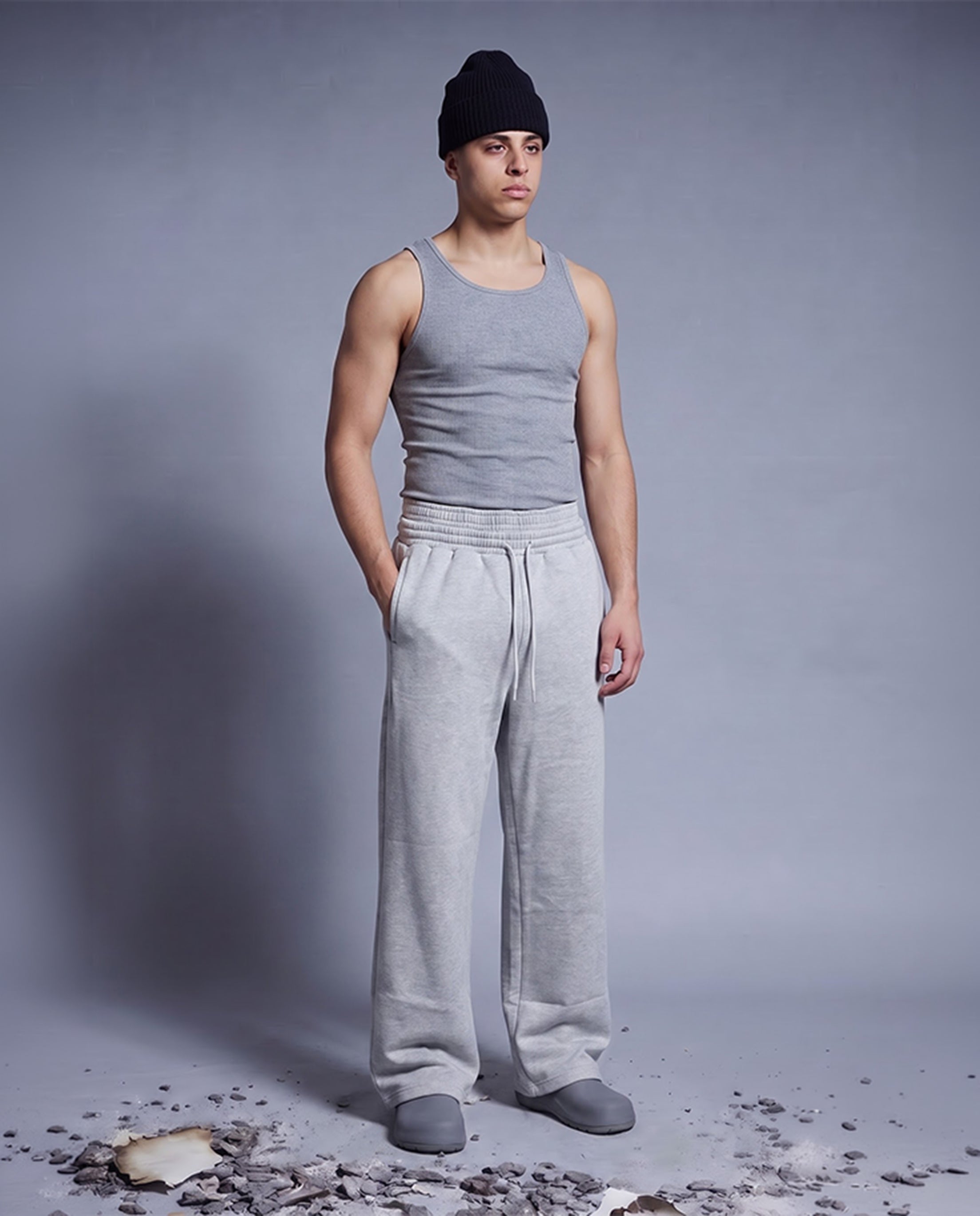 PVT GREY DOUBLE WAISTED PANTS