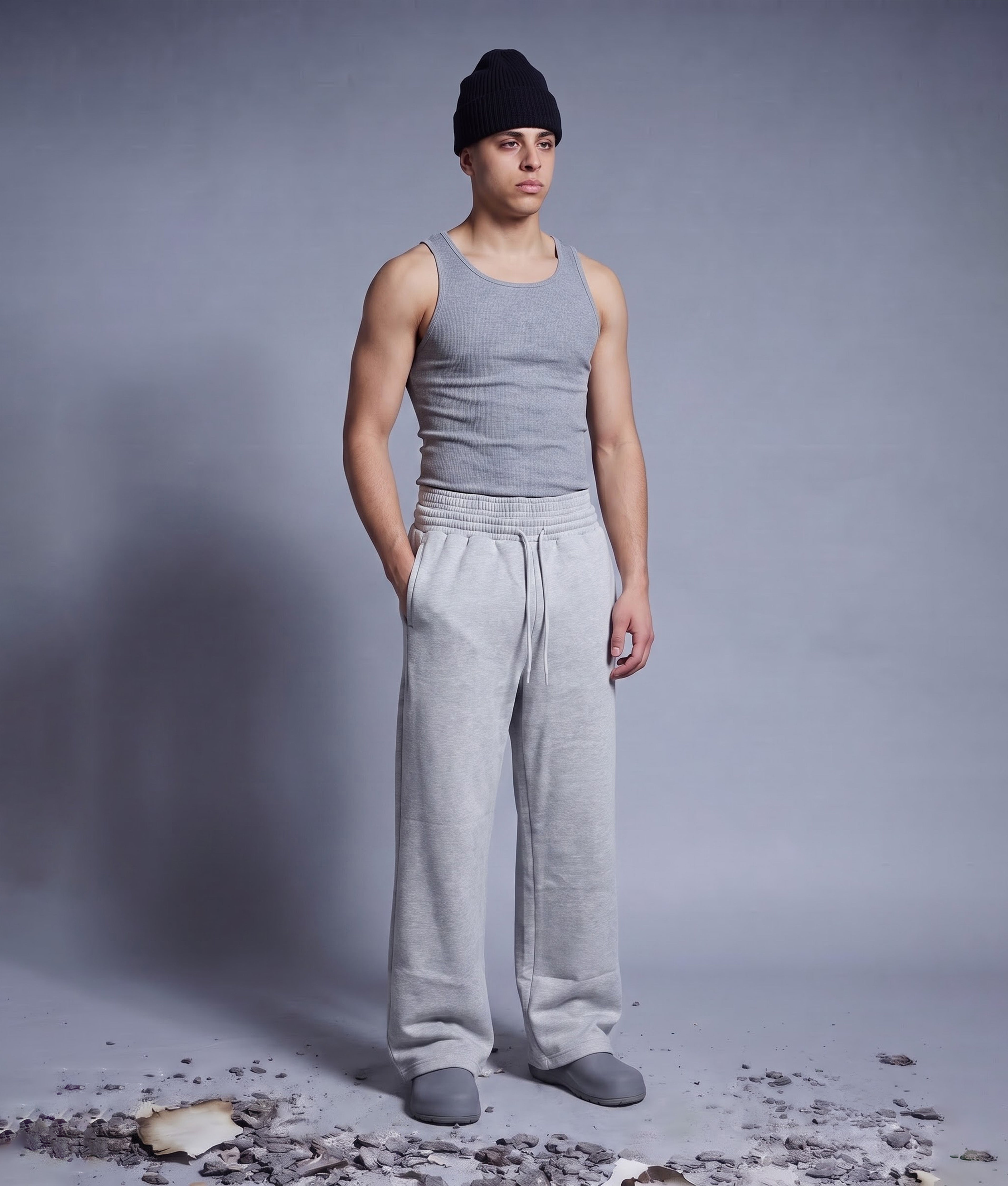 PVT GREY DOUBLE WAISTED PANTS