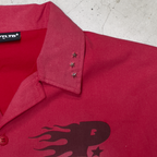 Collar star studs and flame logo detail on the PVTLTD* Legacy Shirt