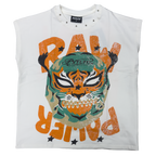 Raw power tiger graphic across the front of the PVTLTD* White Raw Power Vest
