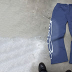 PVTLTD* Blue Tracks, side profile showing the relaxed straight fit