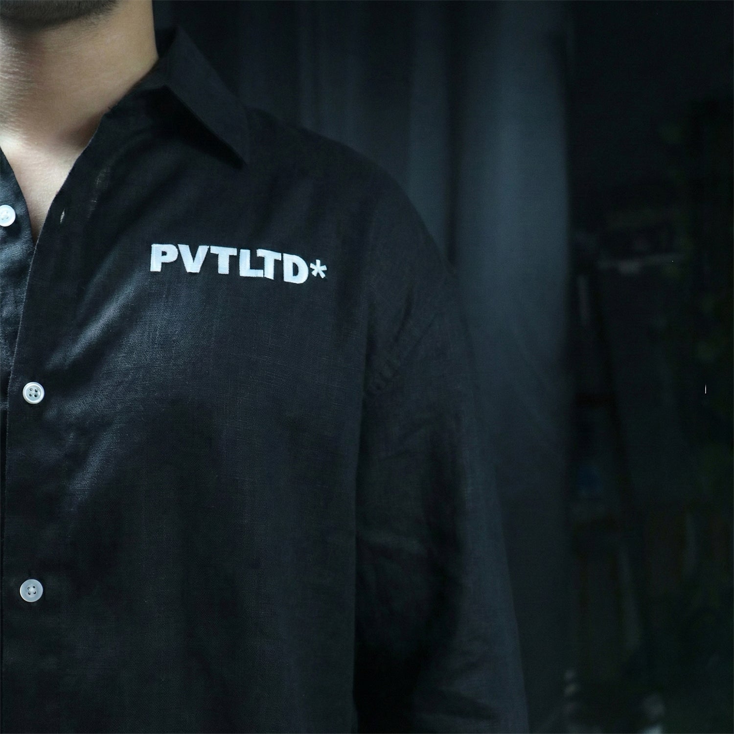 Black Cotton Linen Shirt