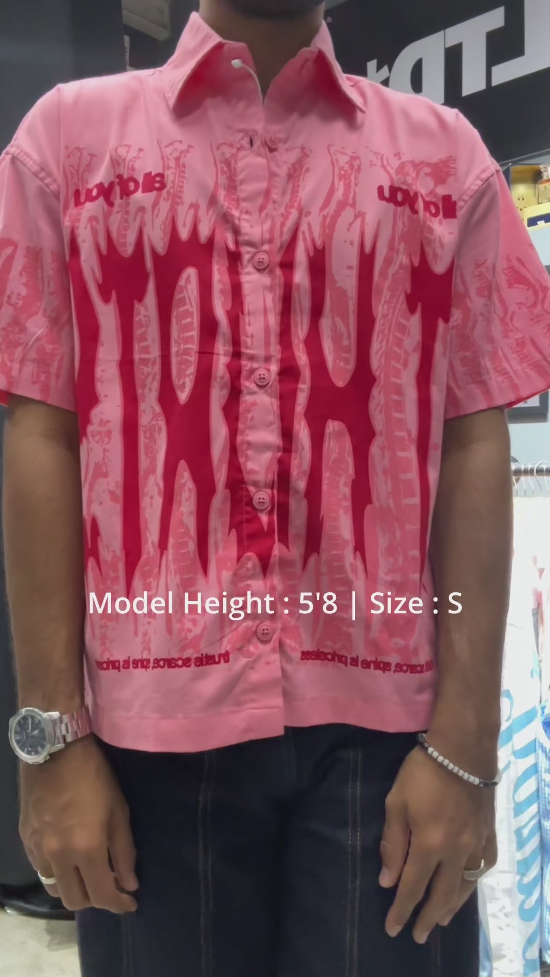 Video of the PVTLTD* Pink Blood Shirt showing the dripping red chest graphic